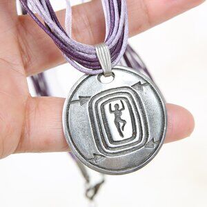 Southwest Inspired Purple Ribbon Choker Pendant Necklace
